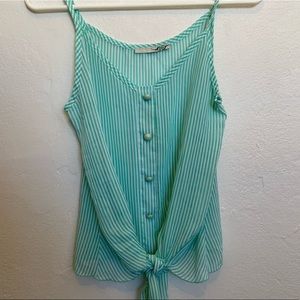 Mint green and white sheer tank top. Size XSmall